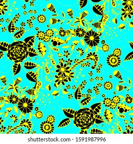 Vector Seamless Background with Wild Flowers