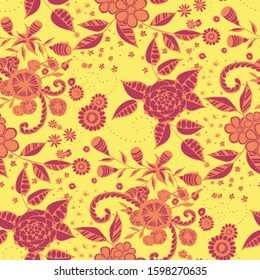 Vector Seamless Background with Wild Flowers