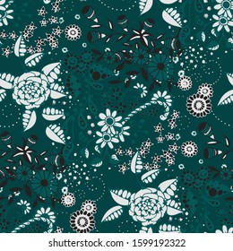 Vector Seamless Background with Wild Flowers