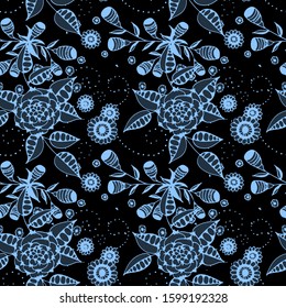 Vector Seamless Background with Wild Flowers
