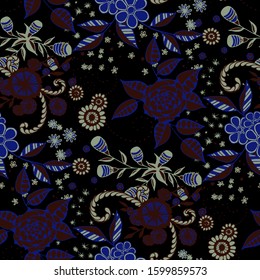 Vector Seamless Background with Wild Flowers