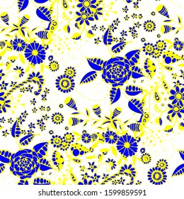 Vector Seamless Background with Wild Flowers