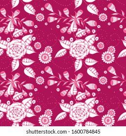 Vector Seamless Background with Wild Flowers