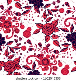 Vector Seamless Background with Wild Flowers