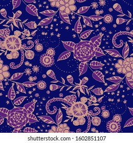 Vector Seamless Background with Wild Flowers