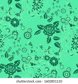 Vector Seamless Background with Wild Flowers