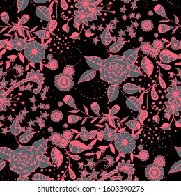 Vector Seamless Background with Wild Flowers