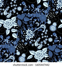 Vector Seamless Background with Wild Flowers