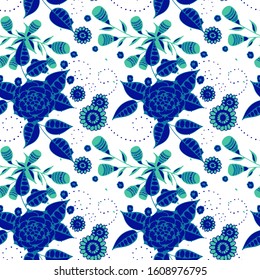 Vector Seamless Background with Wild Flowers