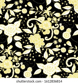 Vector Seamless Background with Wild Flowers