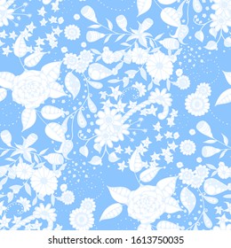 Vector Seamless Background with Wild Flowers