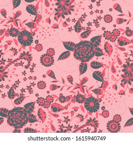 Vector Seamless Background with Wild Flowers