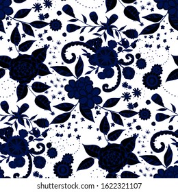 Vector Seamless Background with Wild Flowers