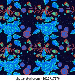 Vector Seamless Background with Wild Flowers