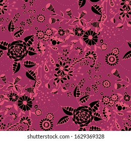Vector Seamless Background with Wild Flowers