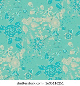 Vector Seamless Background with Wild Flowers