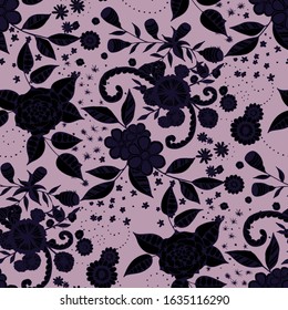 Vector Seamless Background with Wild Flowers