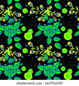 Vector Seamless Background with Wild Flowers