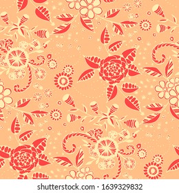 Vector Seamless Background with Wild Flowers