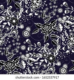 Vector Seamless Background with Wild Flowers