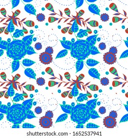 Vector Seamless Background with Wild Flowers