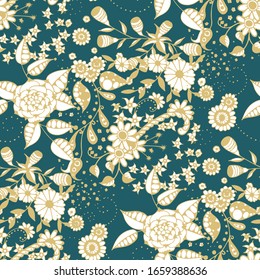 Vector Seamless Background with Wild Flowers