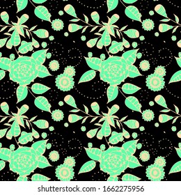 Vector Seamless Background with Wild Flowers