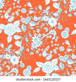 Vector Seamless Background with Wild Flowers