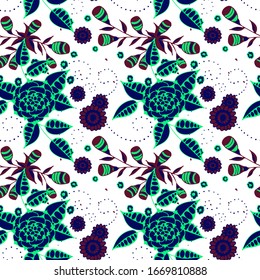 Vector Seamless Background with Wild Flowers