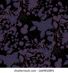 Vector Seamless Background with Wild Flowers