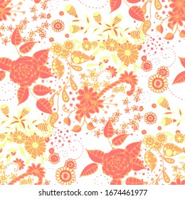 Vector Seamless Background with Wild Flowers