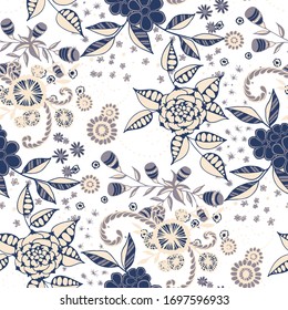 Vector Seamless Background with Wild Flowers