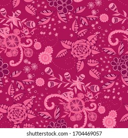 Vector Seamless Background with Wild Flowers