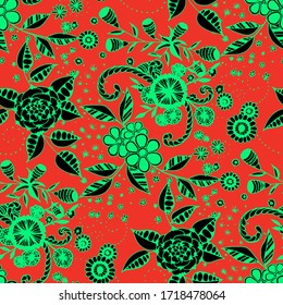 Vector Seamless Background with Wild Flowers
