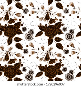 Vector Seamless Background with Wild Flowers