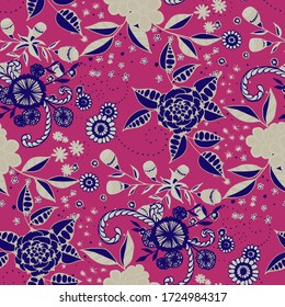 Vector Seamless Background with Wild Flowers