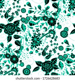 Vector Seamless Background with Wild Flowers