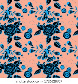 Vector Nahtloser Hintergrund mit wilden Blumen