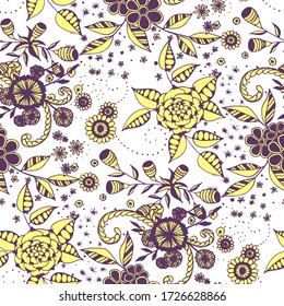 Vector Seamless Background with Wild Flowers