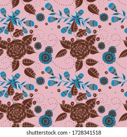 Vector Seamless Background with Wild Flowers