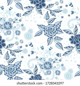 Vector Seamless Background with Wild Flowers