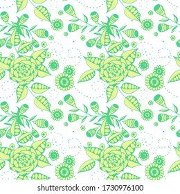 Vector Seamless Background with Wild Flowers