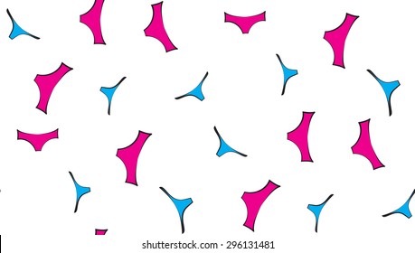 Vector seamless background of women's panties. The pattern of underwear on a white background.