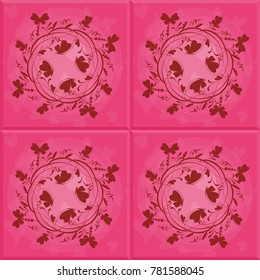 Vector seamless background with 
wreaths and hearts