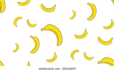 Vector seamless background of yellow bananas on a white background.