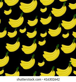 Vector Seamless background with yellow bananas on black