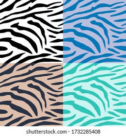 Vector seamless background of a zebra fur. Black and white with colour options
