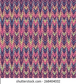 Vector seamless background with zigzag, imitation jacquard knitting 