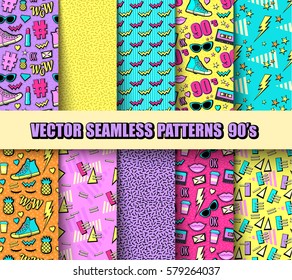 Vector Seamless Backgrounds 80s, 90s