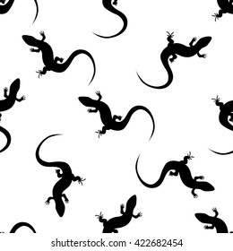 vector seamless backgrounds with salamanders. monochrome pattern with lizards. Nice for textile printing, wrapping paper etc.